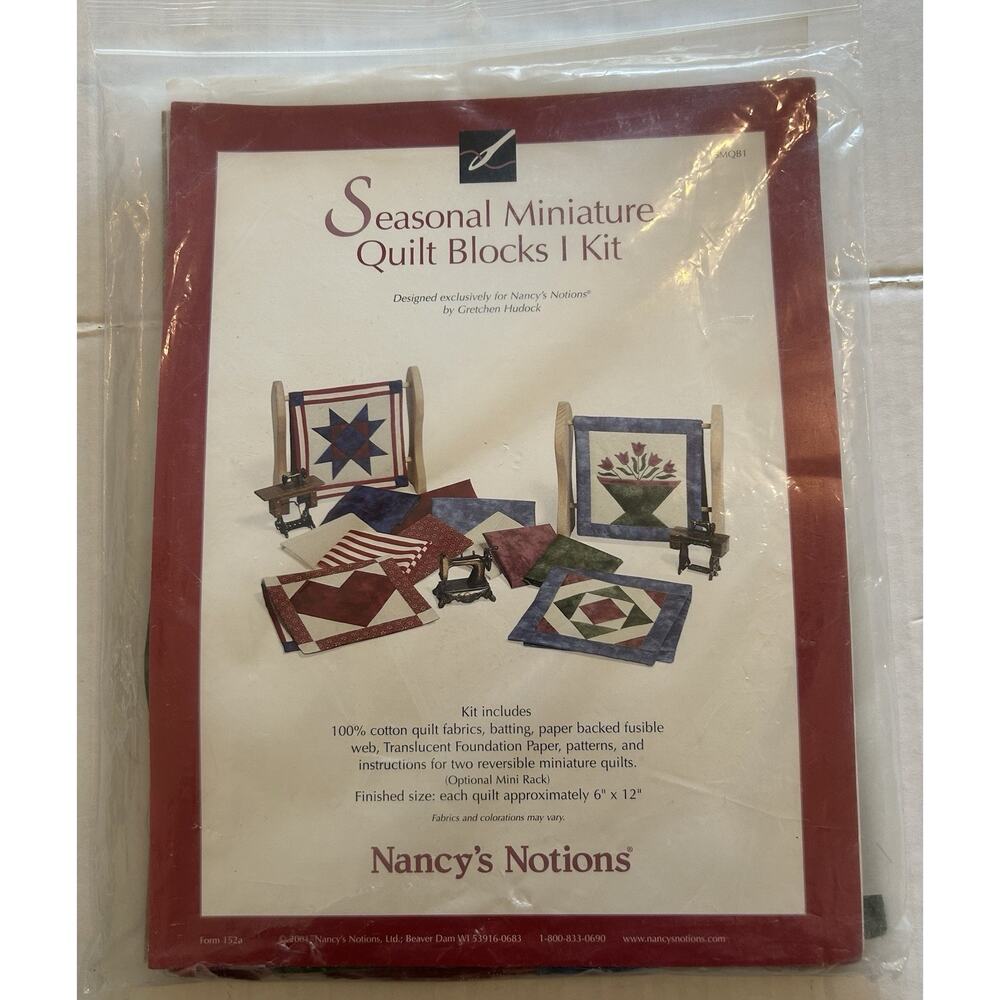 Vtg Nancy’s Notions Seasonal Miniature Quilt Block I Kit SMQB1 Fabric Pattern